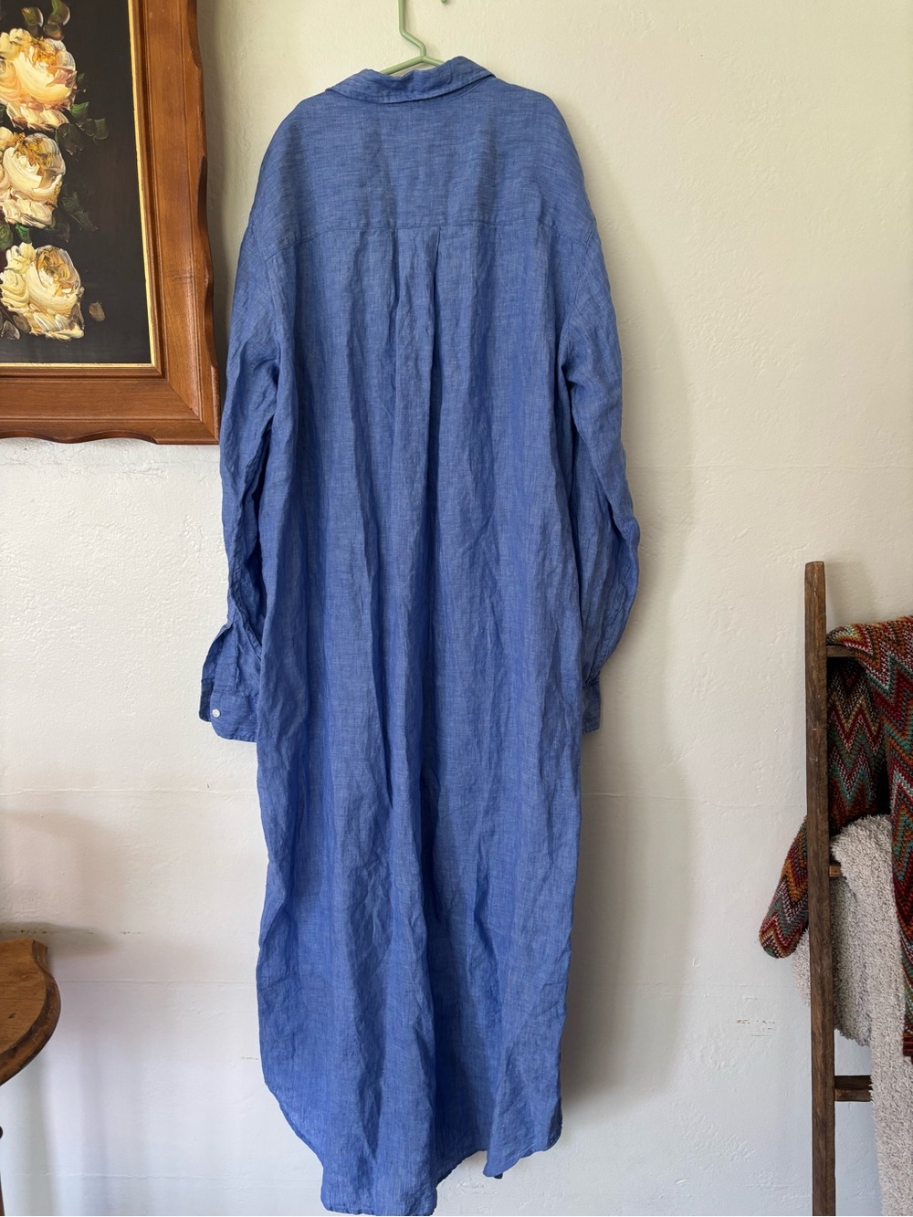 Frank & Eileen Blue Linen Button-Front Maxi Shirt Dress - Picture 2 of 6